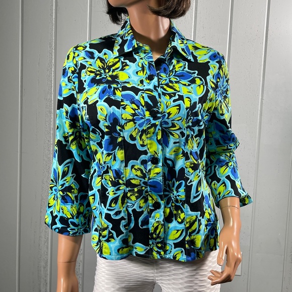 *Draper’s & Damons Women’s Floral Button Down Shirt Sz PS - Picture 7 of 10